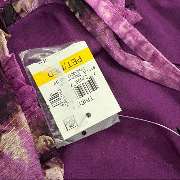 INC International Concepts Cold Shoulder Ruffle Halter Neck Purple Black Shirt - Picture 8 of 10